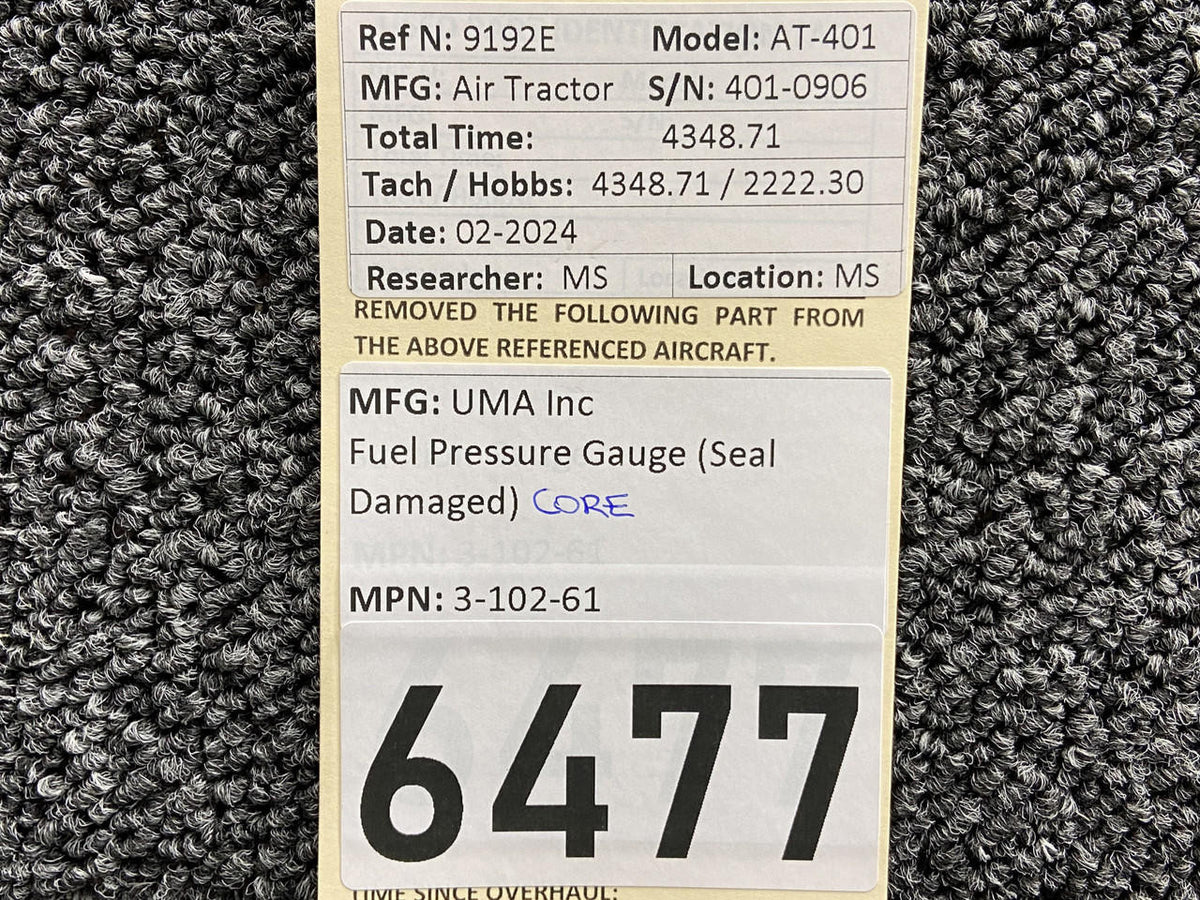 UMA 3-102-61 UMA Fuel Pressure Gauge (Core)