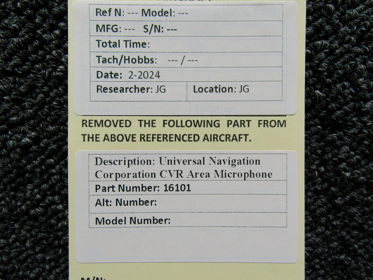 Universal Navigation Corp. 16101 Universal Navigation Corporation CVR Area Microphone