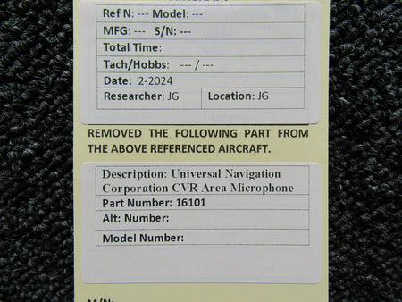 Universal Navigation Corp. 16101 Universal Navigation Corporation CVR Area Microphone