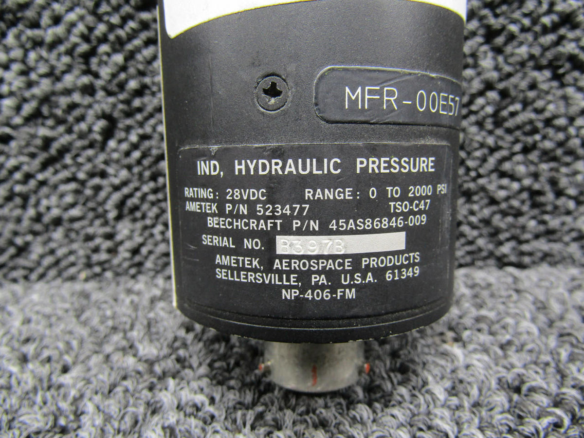 Ametek 523477 (Alt: 45AS86846-009) Ametek Hydraulic Pressure Indicator (28V)