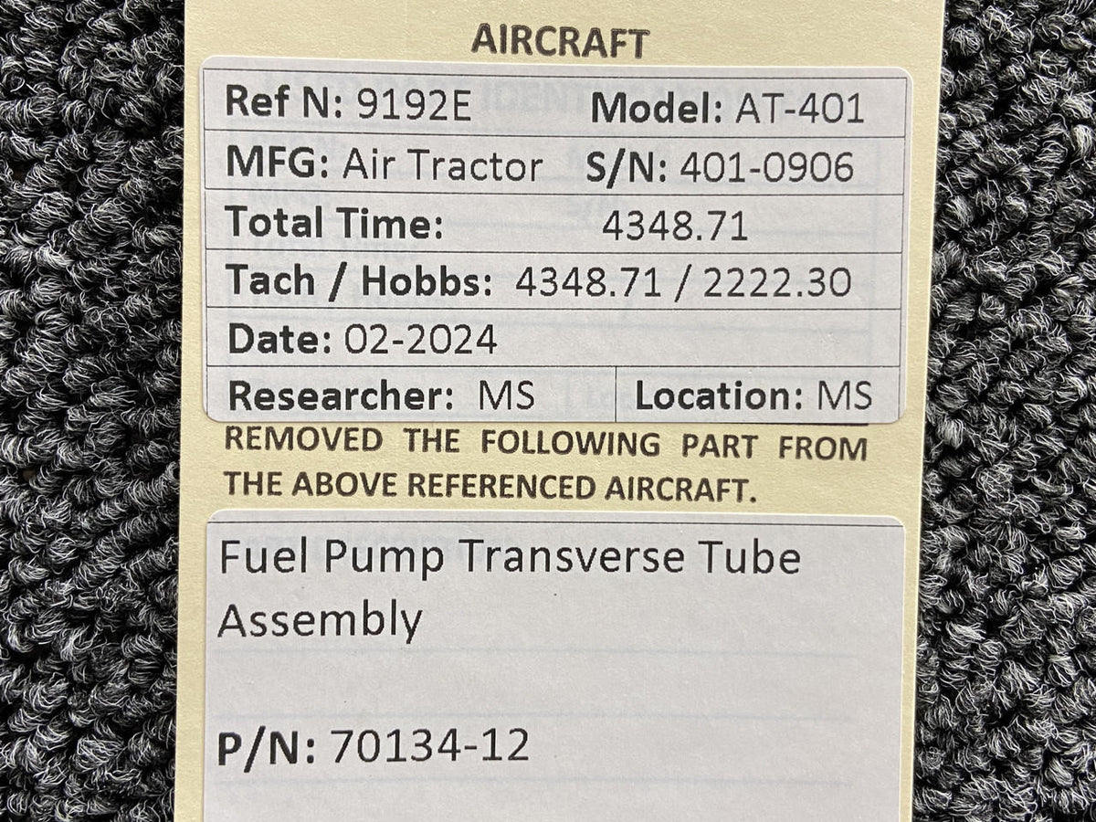 Air Tractor 70134-12 Air Tractor AT-401 Fuel Pump Transverse Tube Assembly