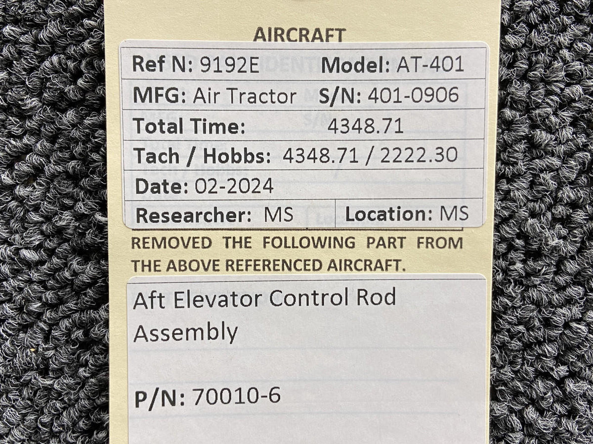 Air Tractor 70010-6 Air Tractor AT-401 Aft Elevator Control Rod Assembly