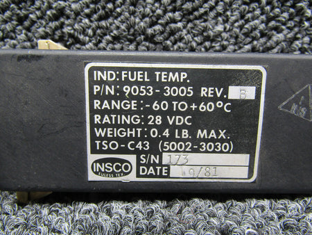Insco 9053-3005-B Insco Fuel Temperature Indicator (-60 to +60 C) (28V)
