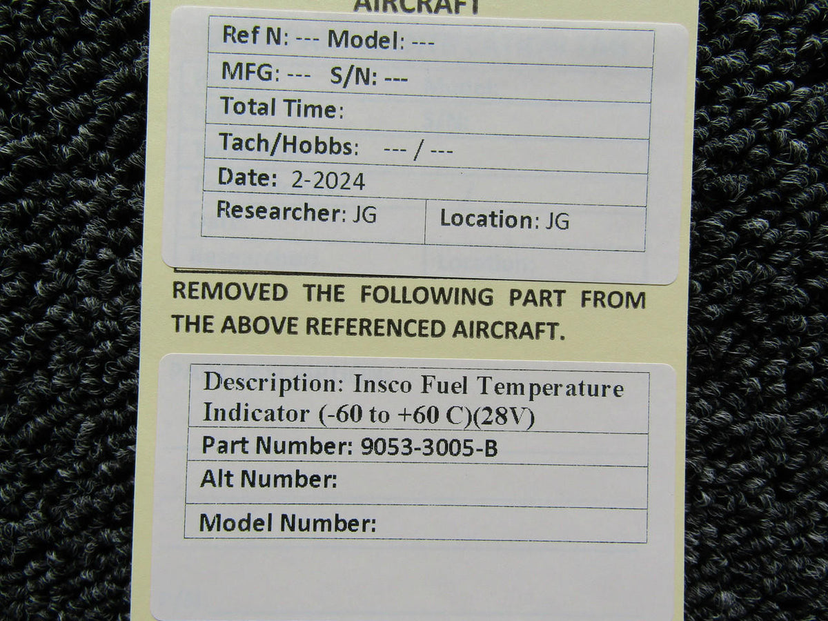 Insco 9053-3005-B Insco Fuel Temperature Indicator (-60 to +60 C) (28V)