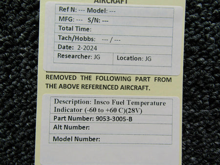 Insco 9053-3005-B Insco Fuel Temperature Indicator (-60 to +60 C) (28V)