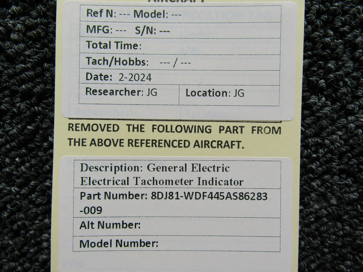 General Electric 8DJ81-WDF445AS86283-009 General Electric Electrical Tachometer Indicator