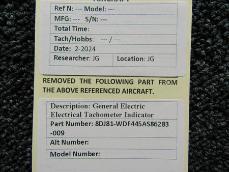 General Electric 8DJ81-WDF445AS86283-009 General Electric Electrical Tachometer Indicator