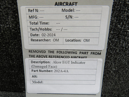 Alcor 202A-4A Alcor Exhaust Gas Temperature Indicator (Damaged Face)