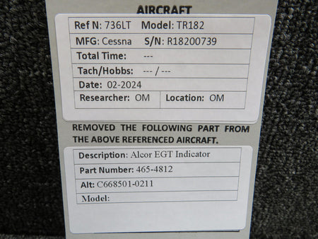 Alcor 465-4812 (Alt: C668501-0211) Alcor Exhaust Gas Temprature Indicator