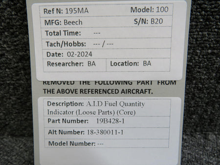 AID 19B428-1 (Alt: 18-380011-1) AID Fuel Quantity Indicator (Loose Parts) (Core)