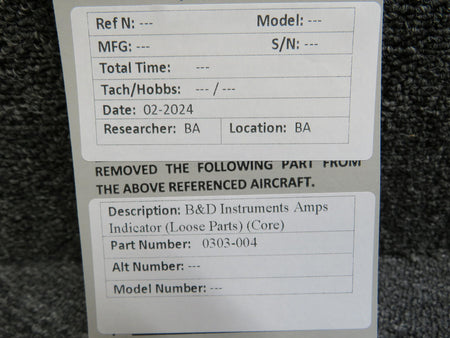 B&D Instruments 0303-004 B&D Instruments Ammeter Indicator (Loose Parts) (Core)