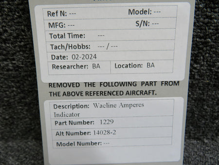 Wacline 1229 (Alt: 14028-2) Wacline Ammeter Indicator