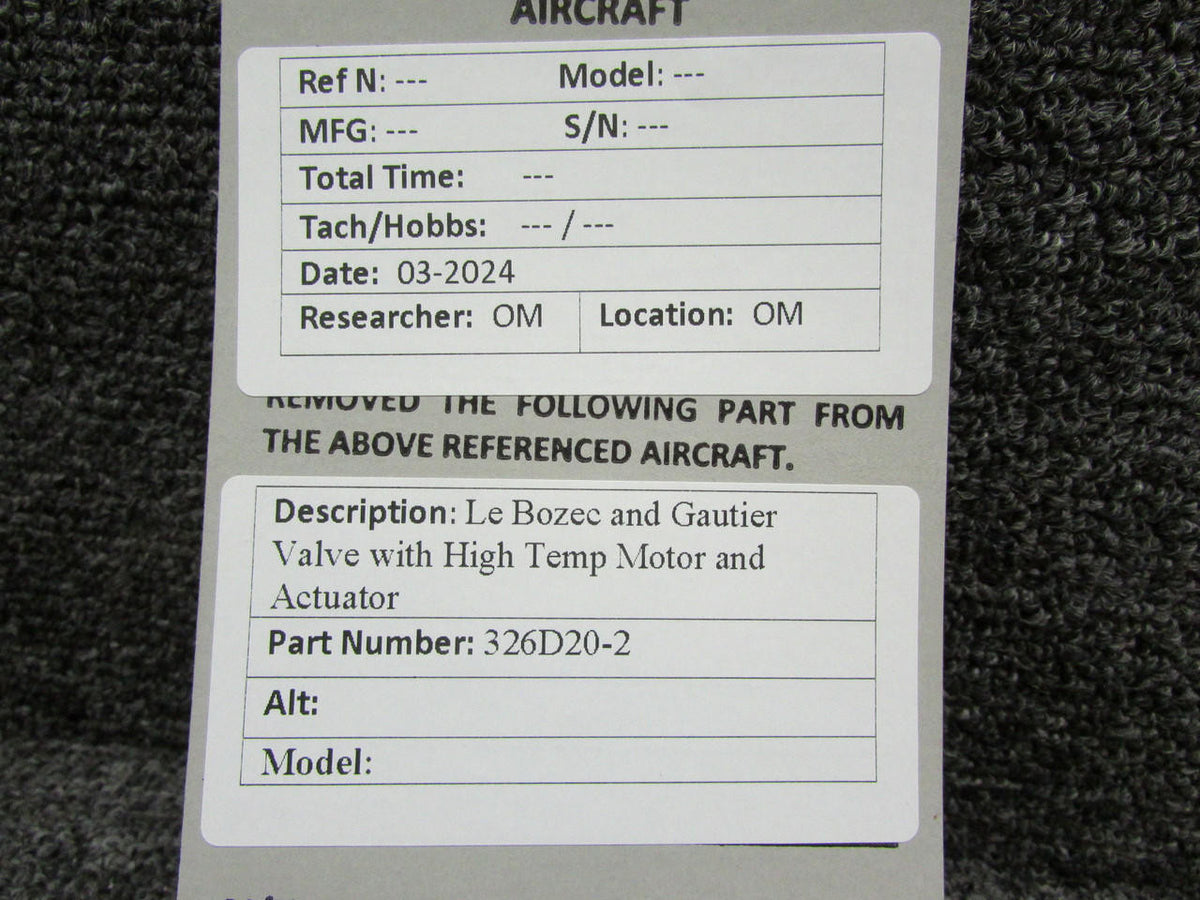 Le Bozec 326D20-2 Le Bozec and Gautier Valve with High Temp Motor and Actuator