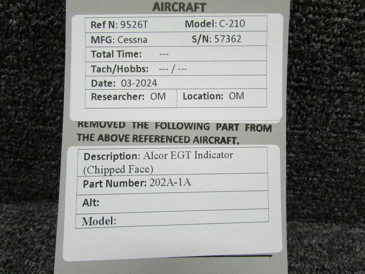 Alcor 202A-1A Alcor Exhaust Gas Temperature Indicator (Chipped Face)
