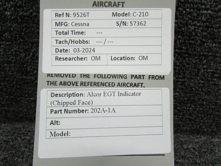 Alcor 202A-1A Alcor Exhaust Gas Temperature Indicator (Chipped Face)