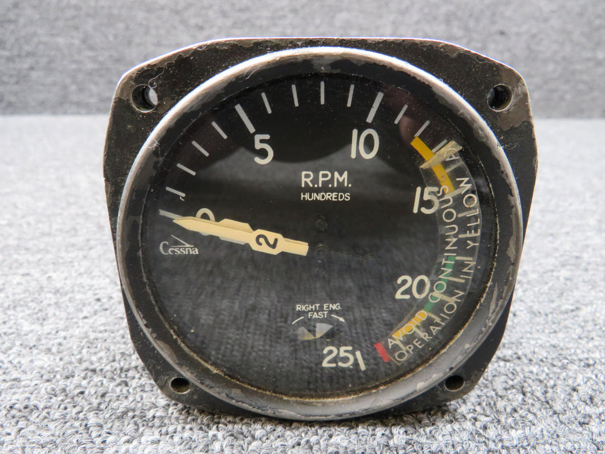 Cessna Aircraft Parts CM2683L1 Cessna Dual Tachometer Indicator (Worn Face)