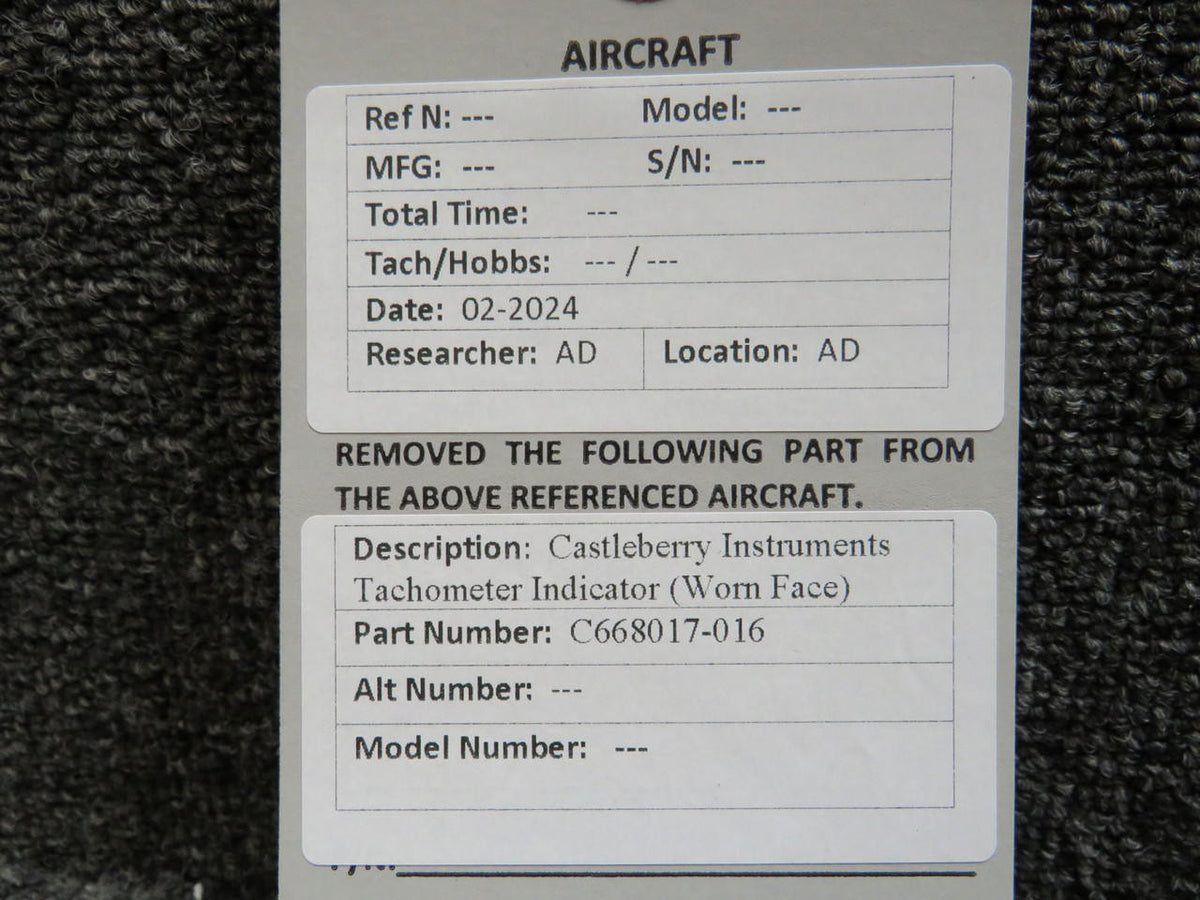 Castleberry C668017-016 Castleberry Dual Tachometer Indicator (Worn Face)