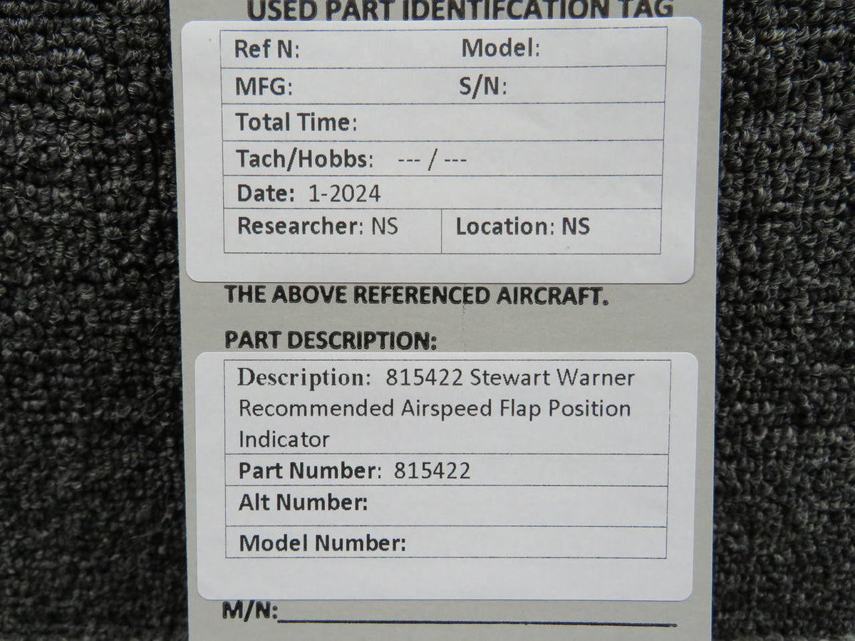 Stewart-Warner 815422 Stewart Warner Recommended Airspeed Flap Position Indicator