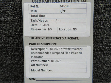Stewart-Warner 815422 Stewart Warner Recommended Airspeed Flap Position Indicator