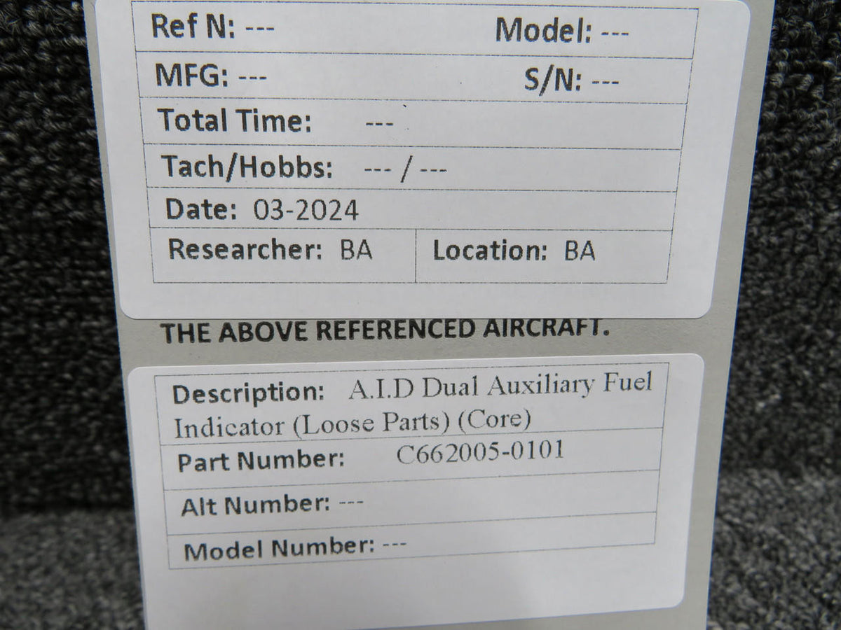 AID C662005-0101 A.I.D Dual Auxiliary Fuel Indicator (Loose Parts) (Core)