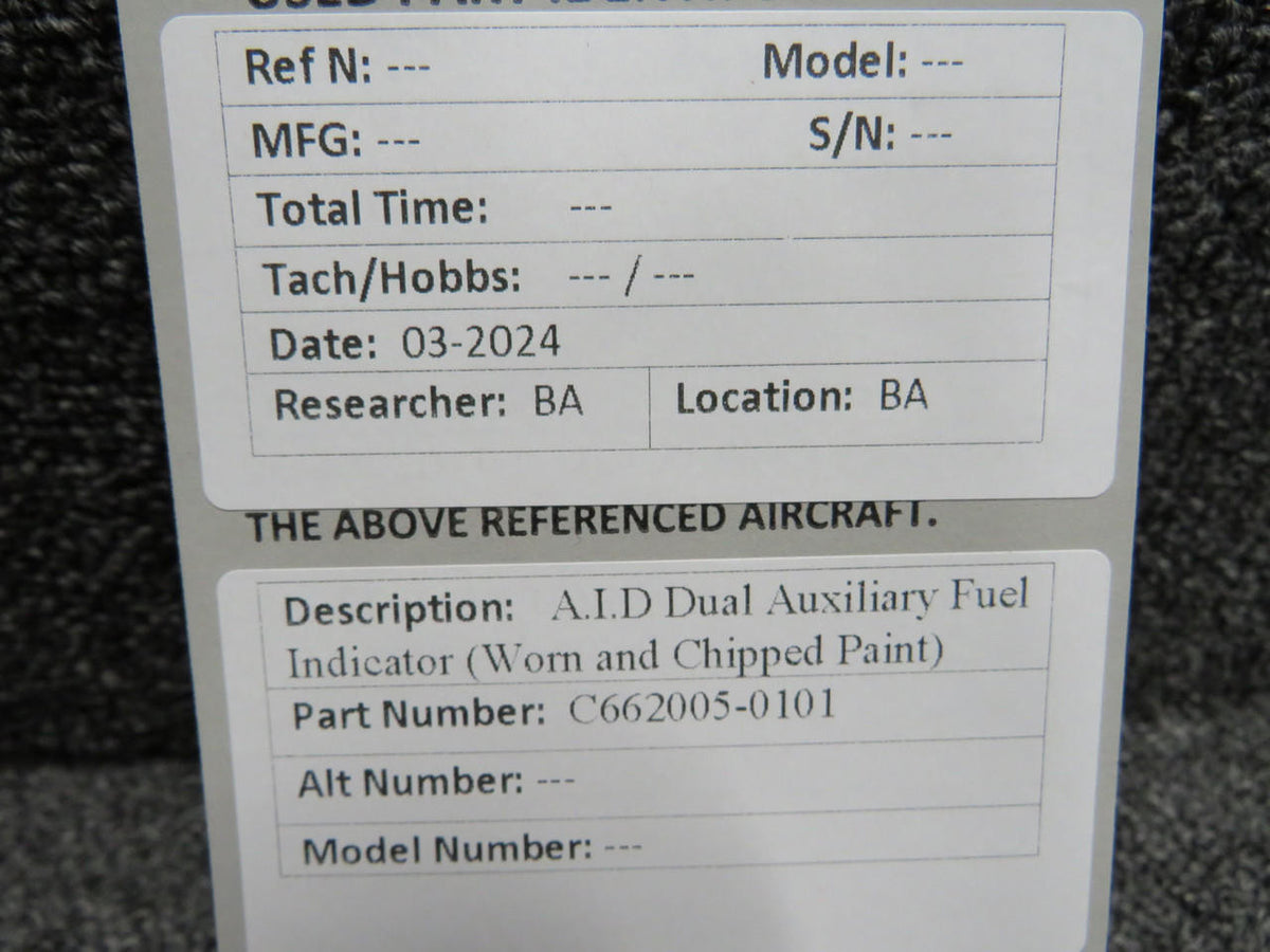 AID C662005-0101 A.I.D Dual Auxiliary Fuel Indicator (Worn and Chipped Paint)