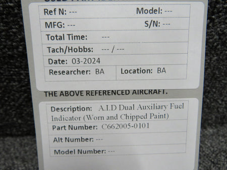AID C662005-0101 A.I.D Dual Auxiliary Fuel Indicator (Worn and Chipped Paint)