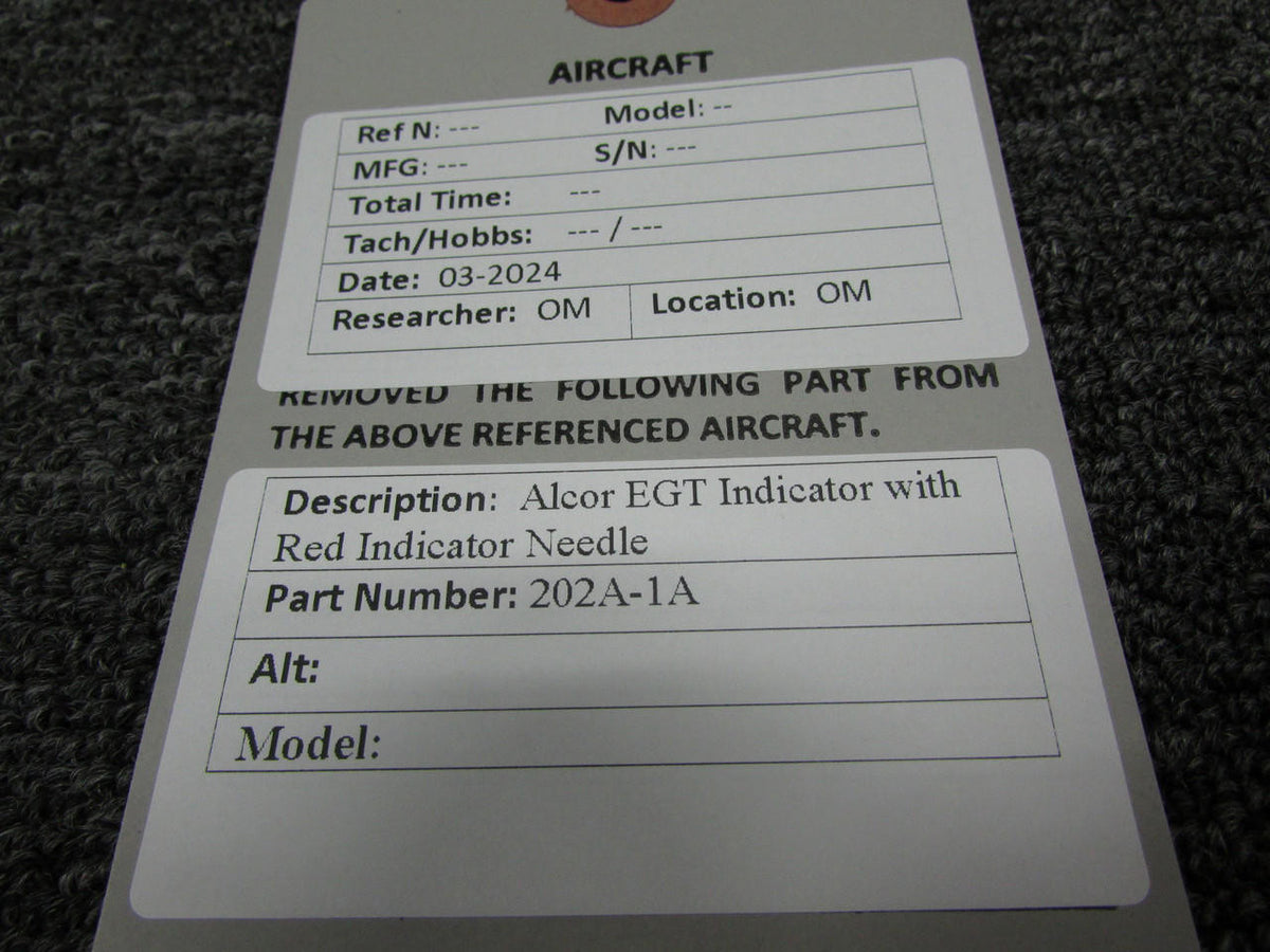 Alcor 202A-1A Alcor Exhaust Gas Temperature Indicator with Red Indicator Needle