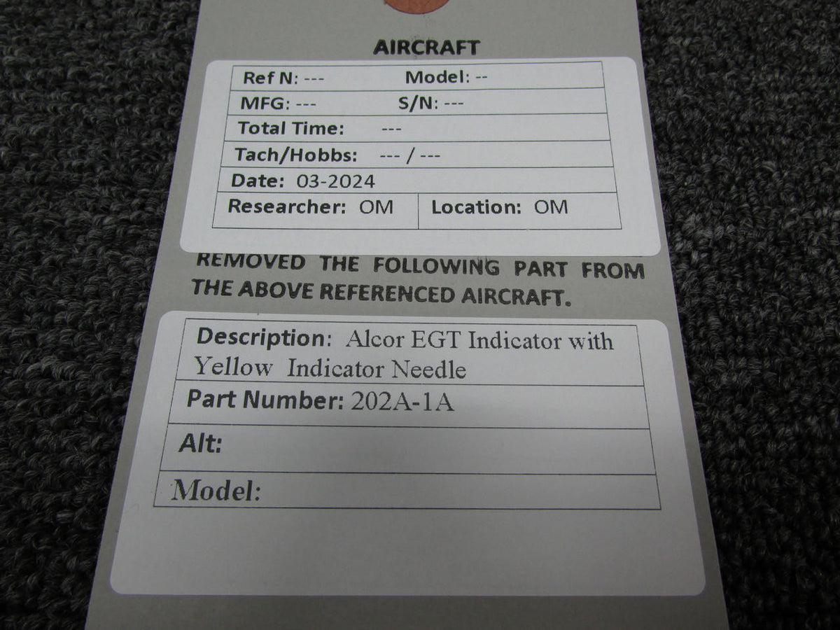 Alcor 202A-1A Alcor Exhaust Gas Temperature Indicator with Yellow Indicator Needle