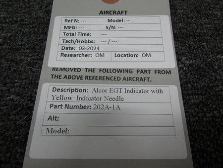 Alcor 202A-1A Alcor Exhaust Gas Temperature Indicator with Yellow Indicator Needle