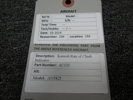 Karnish AC133 Karnish AN5825 Rate of Climb Indicator