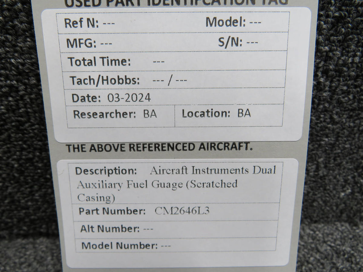 Aircraft Instruments CM2646L3 Aircraft Instruments Dual Auxiliary Fuel Indicator (Scratched Casing)