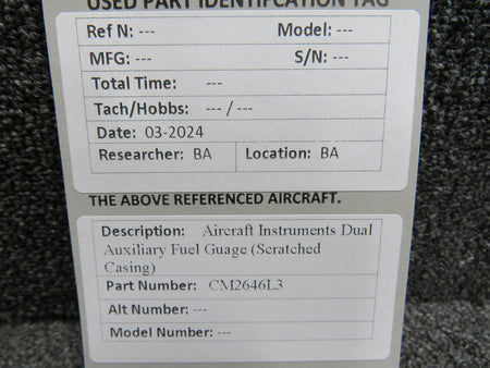 Aircraft Instruments CM2646L3 Aircraft Instruments Dual Auxiliary Fuel Indicator (Scratched Casing)