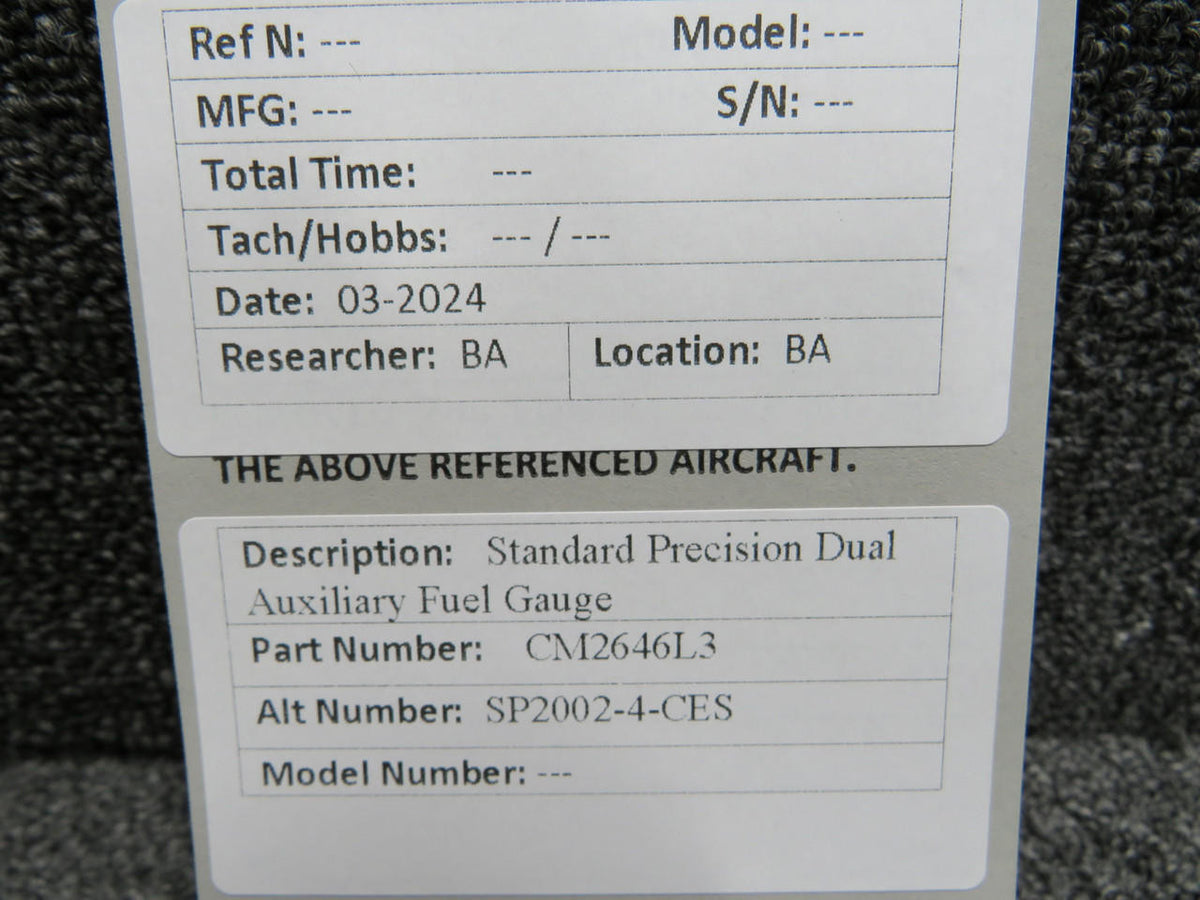 Standard Precision CM2646L3 (Alt: SP2002-4-CES) Standard Precision Dual Auxiliary Fuel Gauge