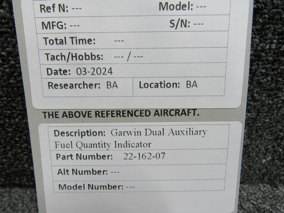Garwin 22-162-07 Garwin Dual Auxiliary Fuel Quantity Indicator