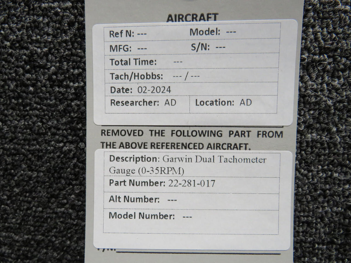 Garwin 22-281-017 Garwin Dual Tachometer Indicator (0-35RPM)