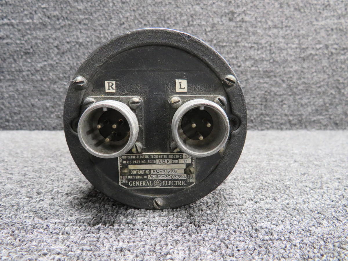 General Electric 8DJ19ABE-3 General Electric Dual Tachometer Indicator (Worn Face)