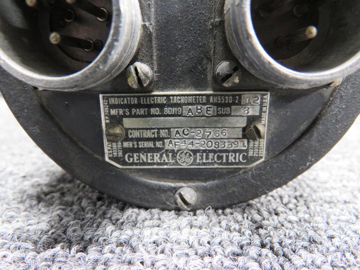 General Electric 8DJ19ABE-3 General Electric Dual Tachometer Indicator (Worn Face)