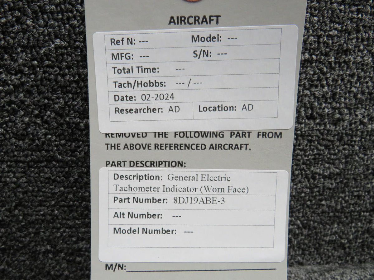 General Electric 8DJ19ABE-3 General Electric Dual Tachometer Indicator (Worn Face)
