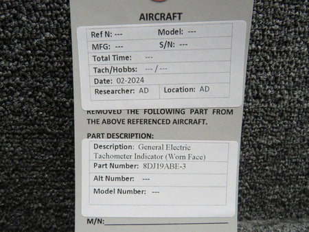 General Electric 8DJ19ABE-3 General Electric Dual Tachometer Indicator (Worn Face)