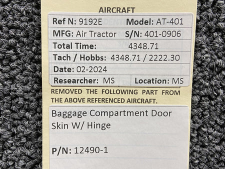 Air Tractor 12490-1 Air Tractor AT-401 Baggage Compartment Door Skin with Hinge