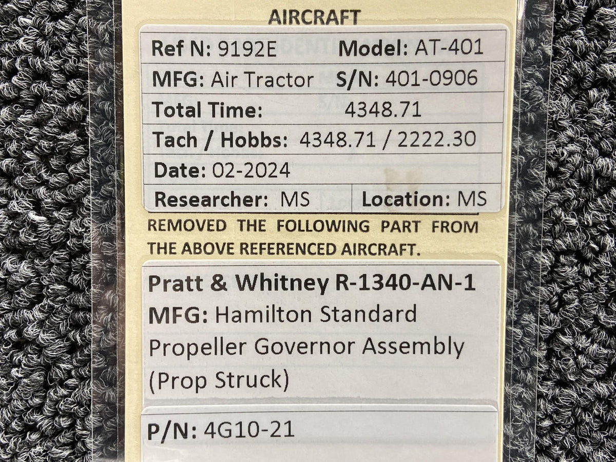 Hamilton Standard 4G10-21 Pratt & Whitney R-1340-AN-1 Hamilton Standard Propeller Governor (Core)