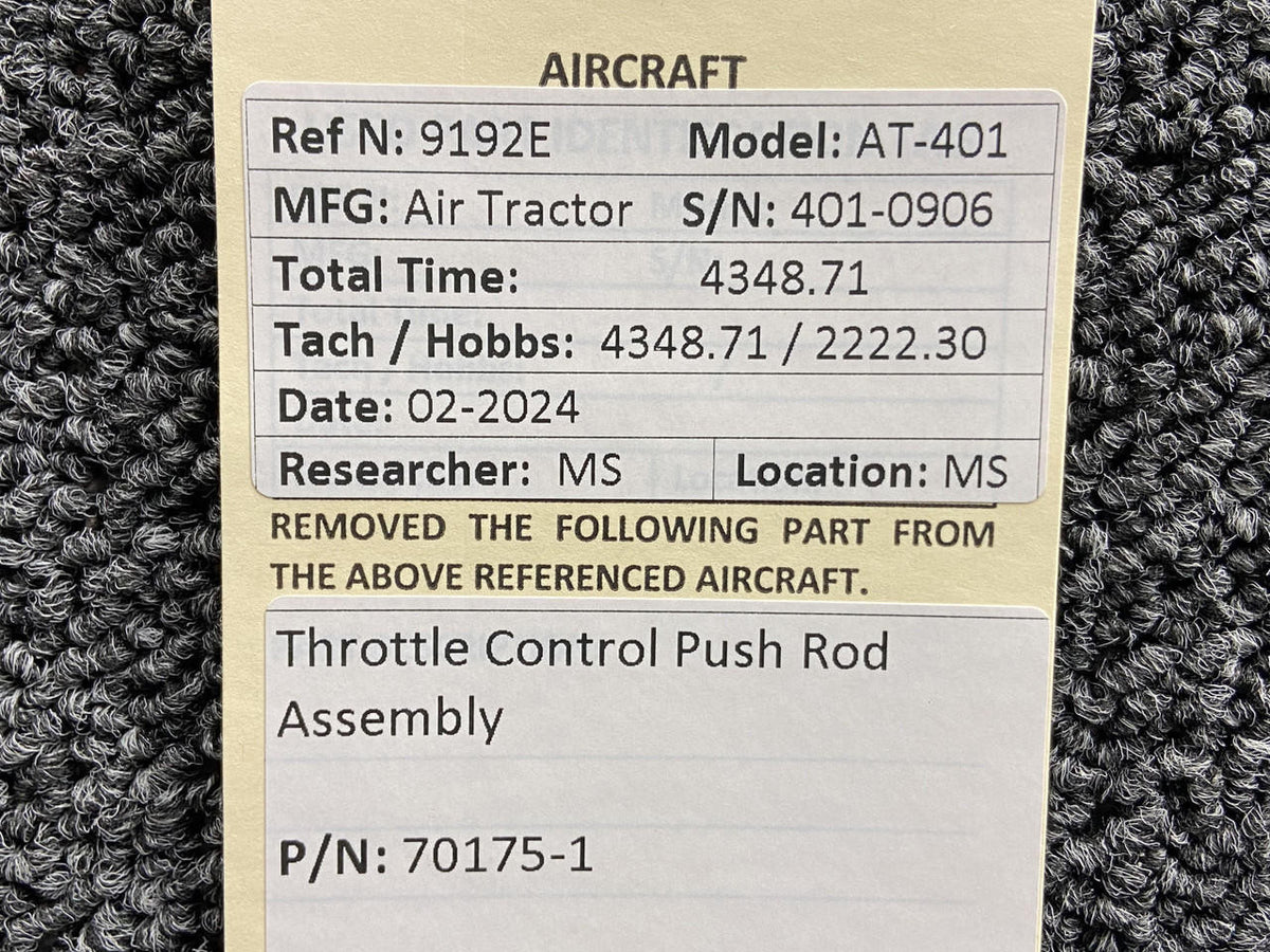 Air Tractor 70175-1 Air Tractor AT-401 Throttle Control Pushrod Assembly