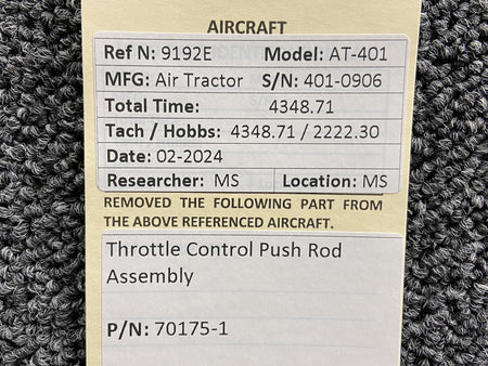 Air Tractor 70175-1 Air Tractor AT-401 Throttle Control Pushrod Assembly