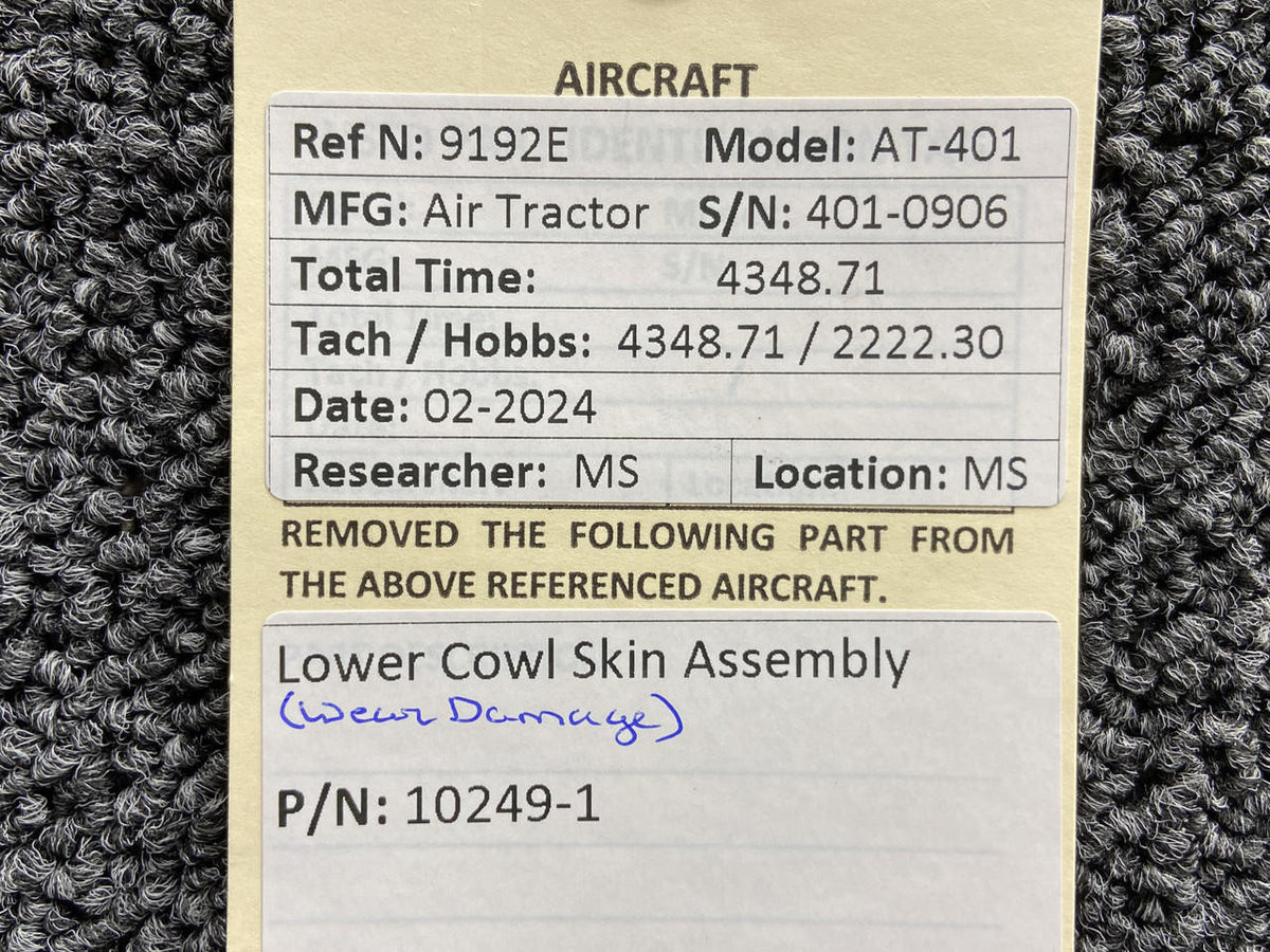 Air Tractor 10249-1 Air Tractor AT-401 Lower Cowl Skin Assembly (Worn)