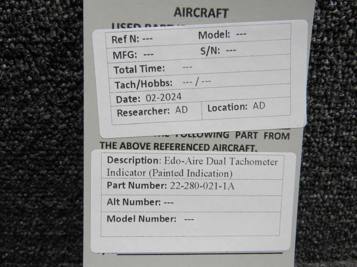 Edo-Aire 22-280-021-1A Edo-Aire Dual Tachometer Indicator (Painted Indication)