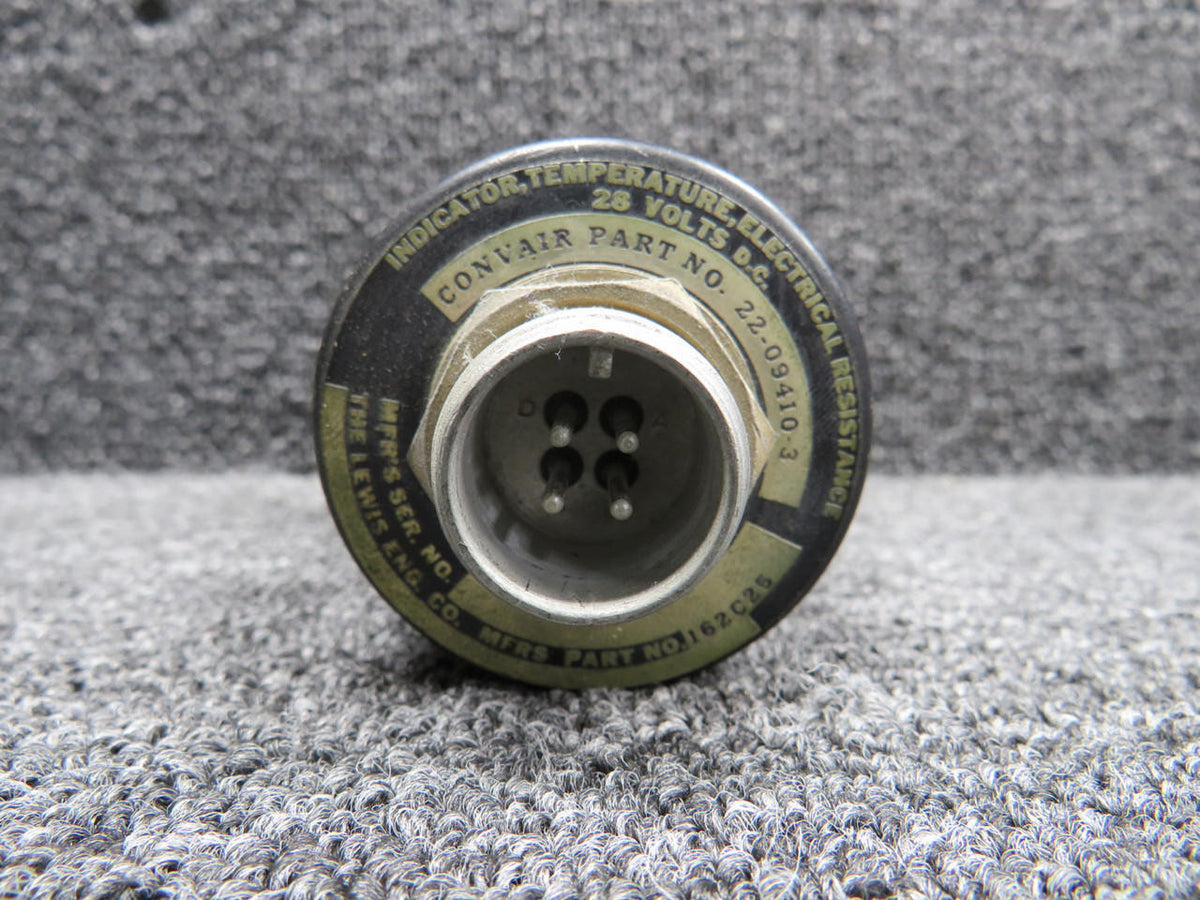 Lewis 162C25 (Alt: 22-09410-3) Lewis Fuel Temperature Indicator (28V) (Painted Face)