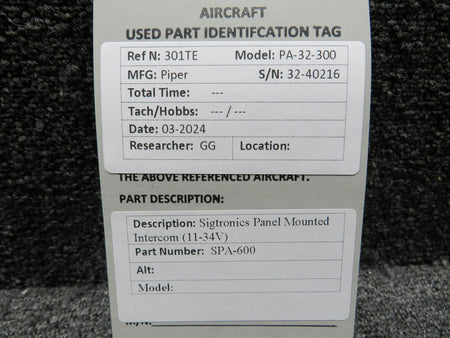 Sigtronics SPA-600 Sigtronics Panel Mounted Intercom (11-34V)