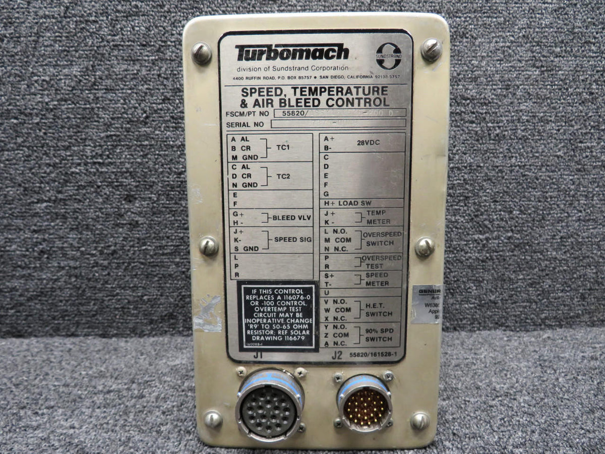 Turbomach 55820 (Alt: 161525-200-D) Turbomach Speed, Temperature, and Air Bleed Control