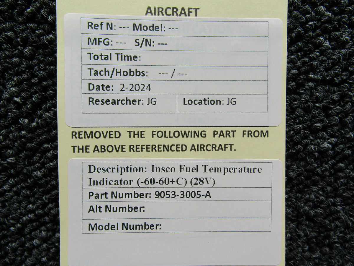 Insco 9053-3005-A Insco Fuel Temperature Indicator (-60-60+C) (28V)