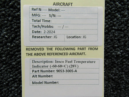 Insco 9053-3005-A Insco Fuel Temperature Indicator (-60-60+C) (28V)